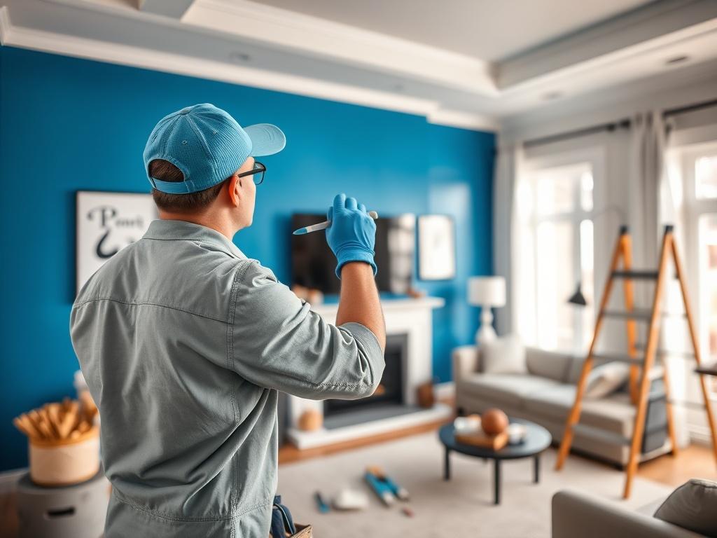 A close up shot of a painter applying a fresh