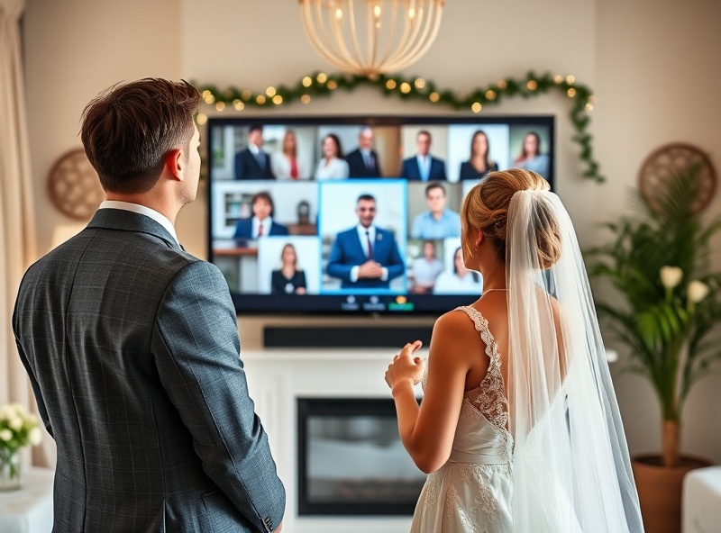 Virtual wedding ceremony with video conference