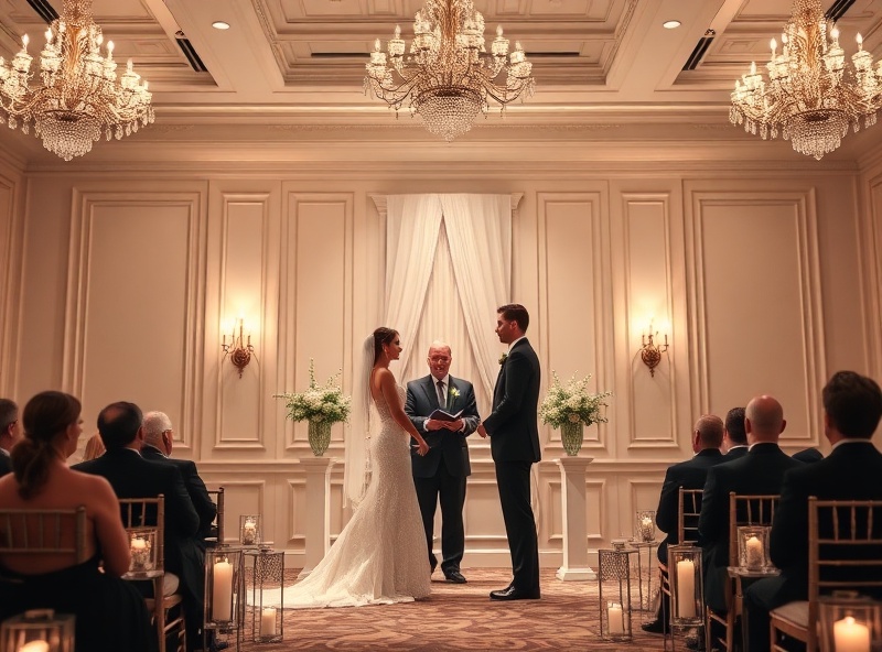 Formal elegant ballroom wedding ceremony