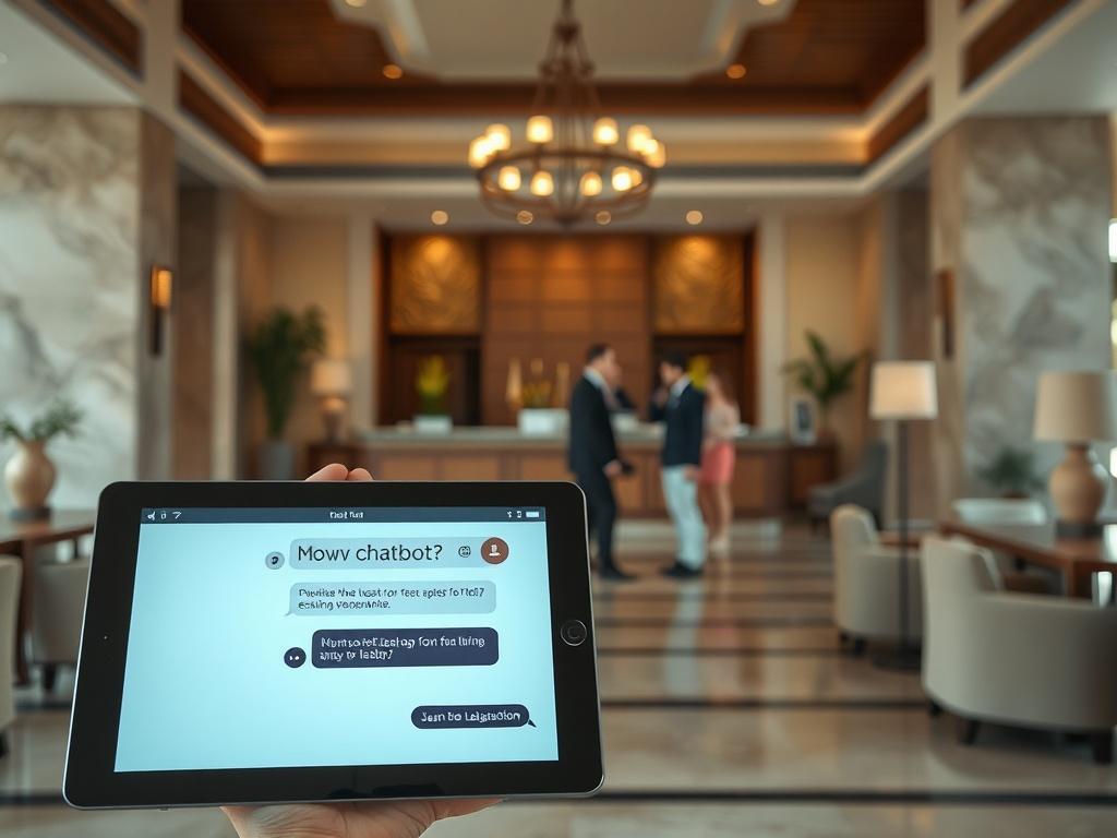 A realistic high resolution image of a chatbot displayed on