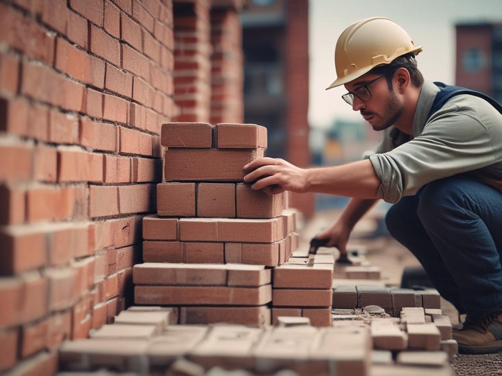 A close up shot of a skilled mason laying bricks