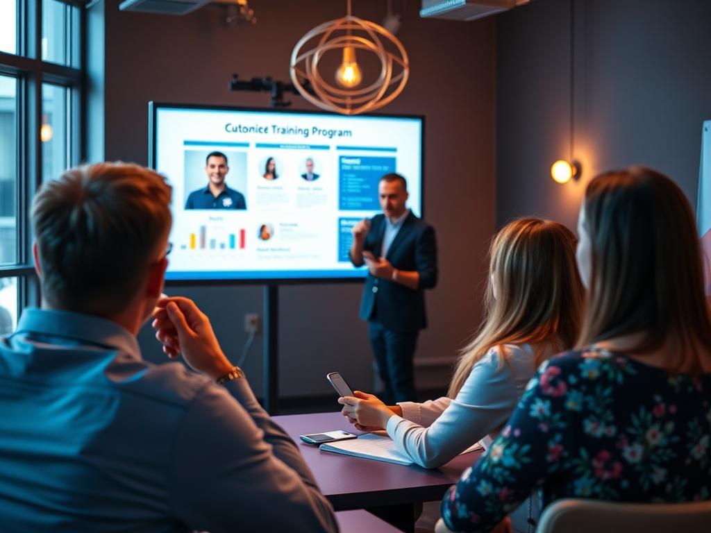 A close up shot of a facilitator presenting a customized