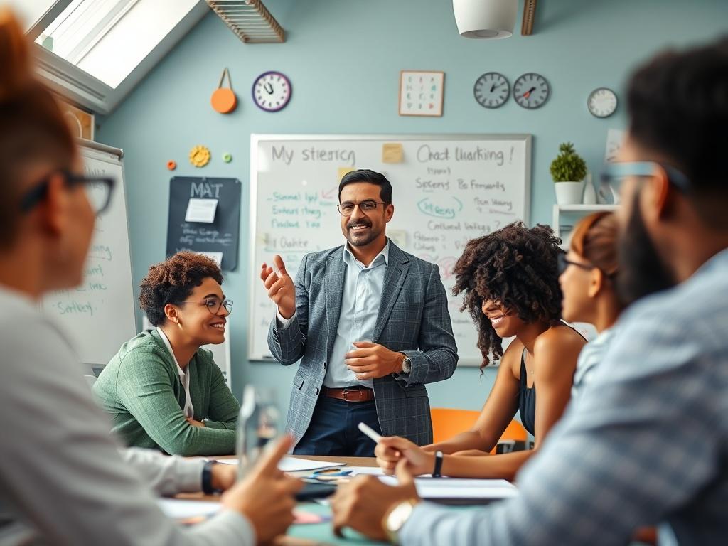 A close up shot of a facilitator leading a dynamic