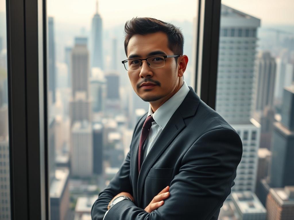 A close up shot of a determined professional standing confidently