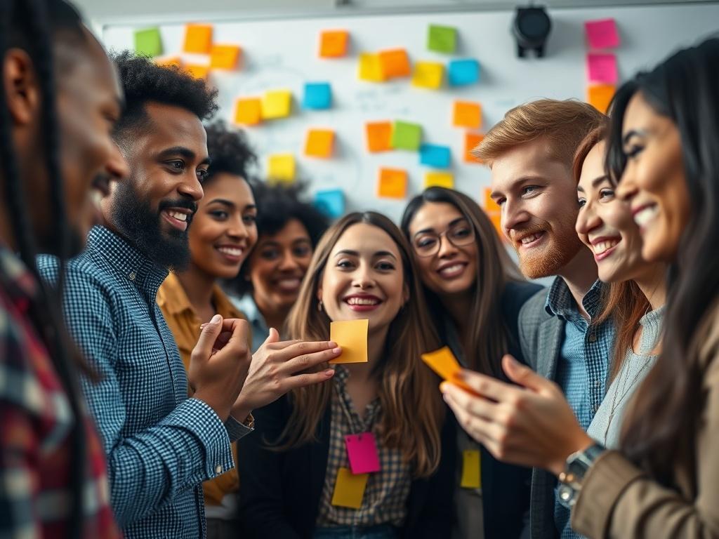 A close up shot of a diverse group of professionals