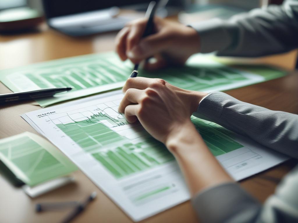 a close up shot of a professional investor examining graphs