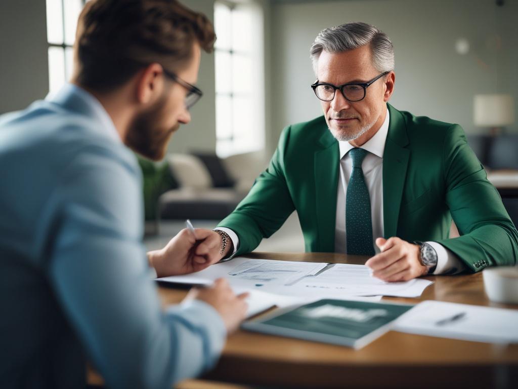 a close up of a financial advisor discussing plans with