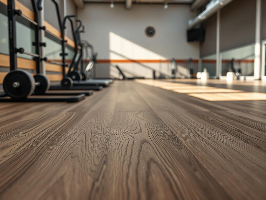 A close up shot of a modern gym floor featuring
