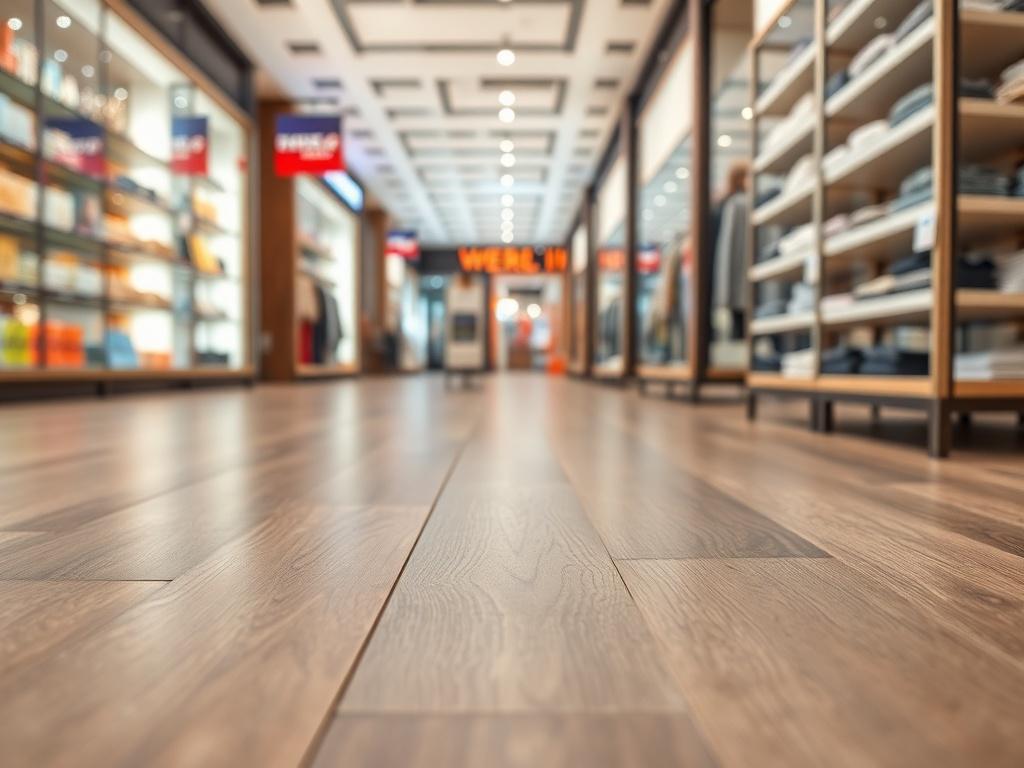 A close up shot of a retail space floor featuring