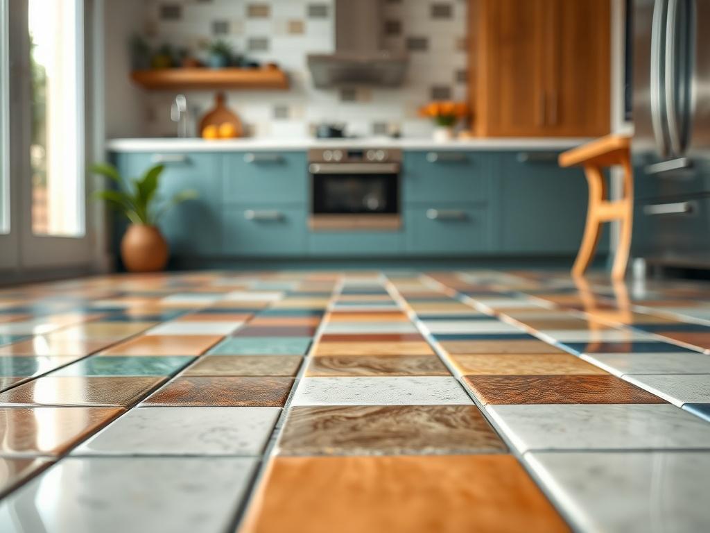 A striking close up of a newly installed tile floor,