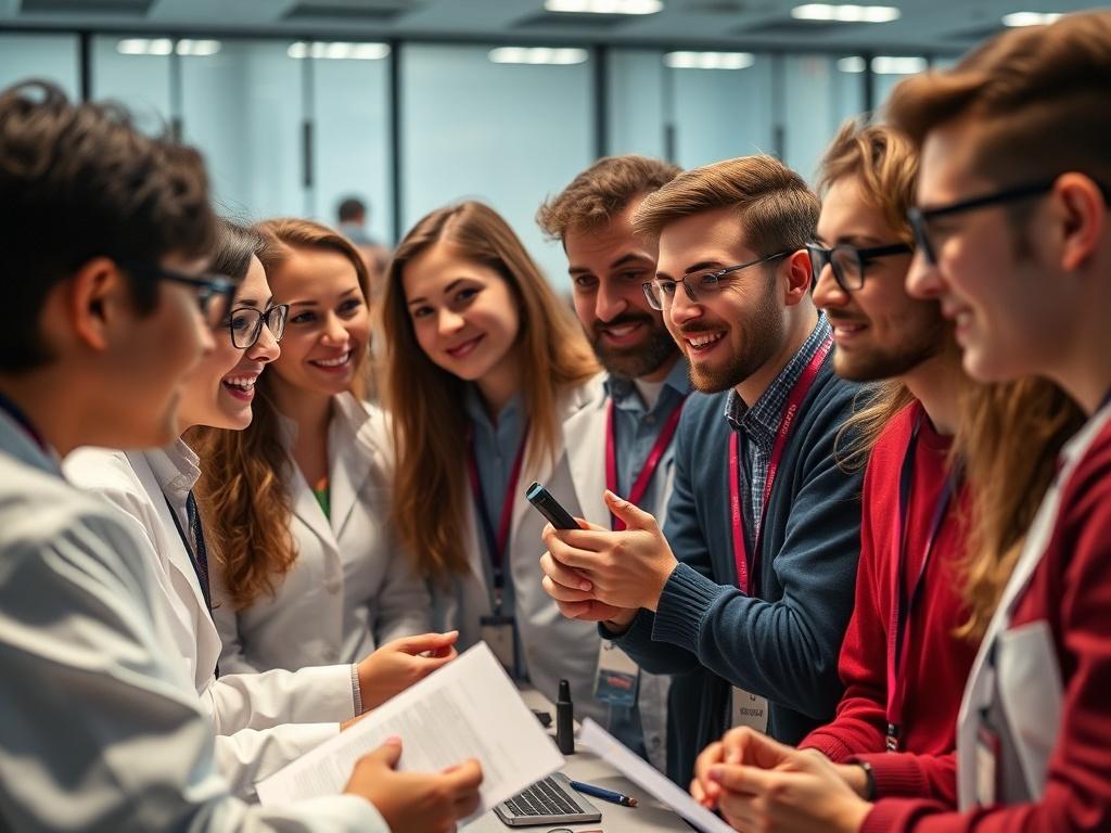 A close up shot of a diverse group of young
