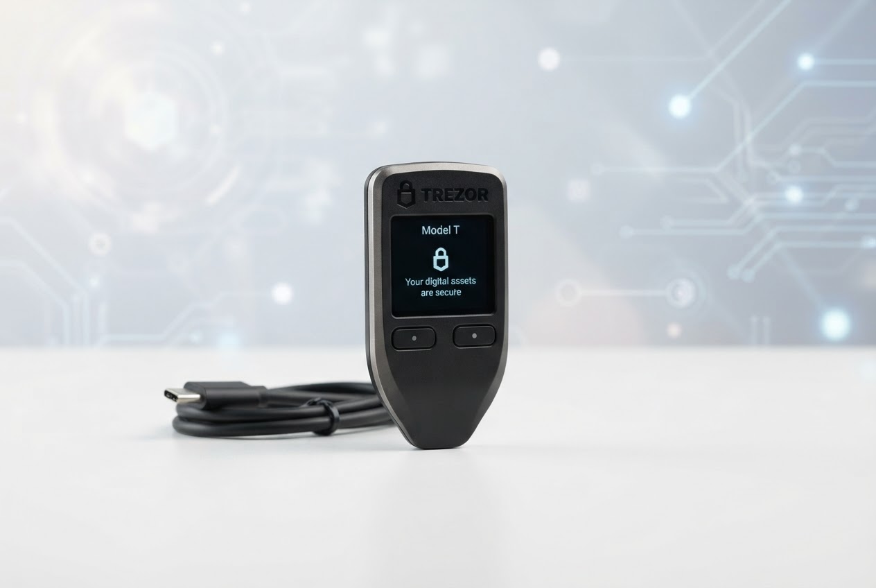 Trezor hardware wallet device for secure cryptocurrency storage