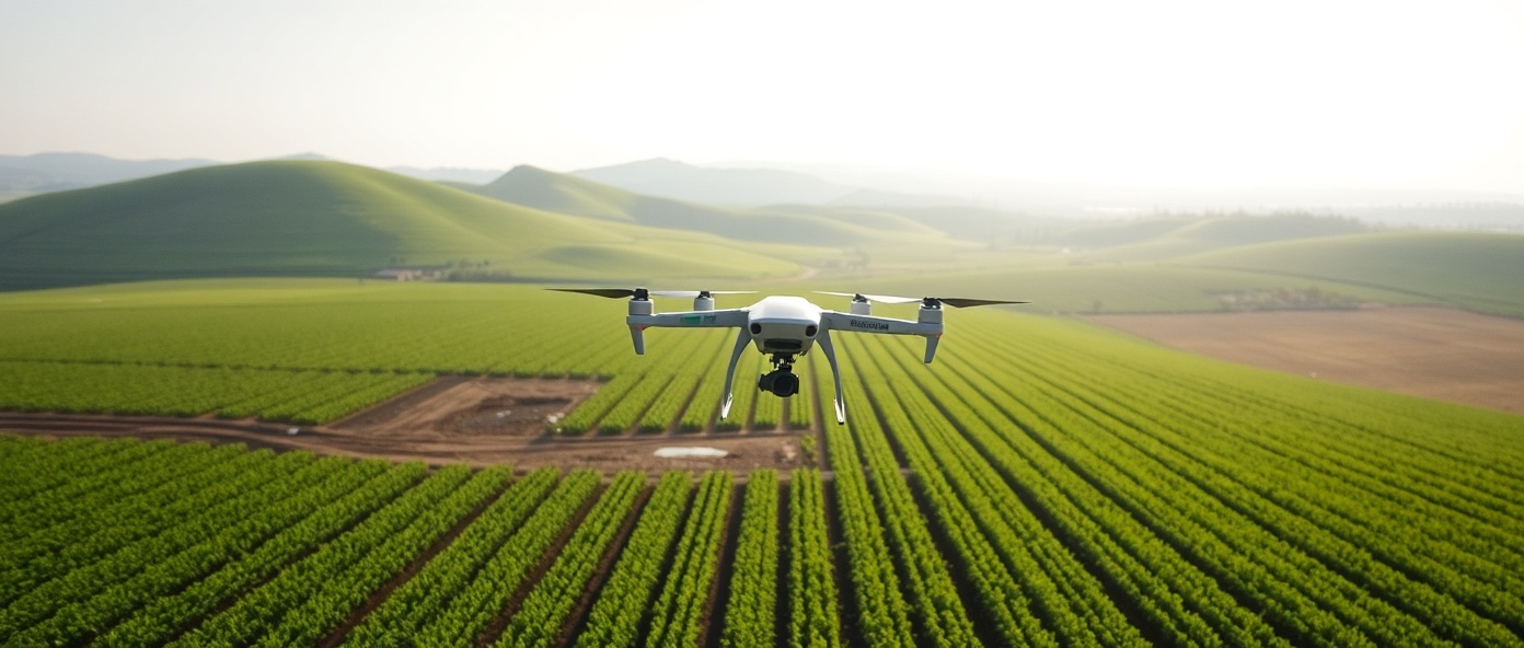 Drone spraying crops over Middle Tennessee farms