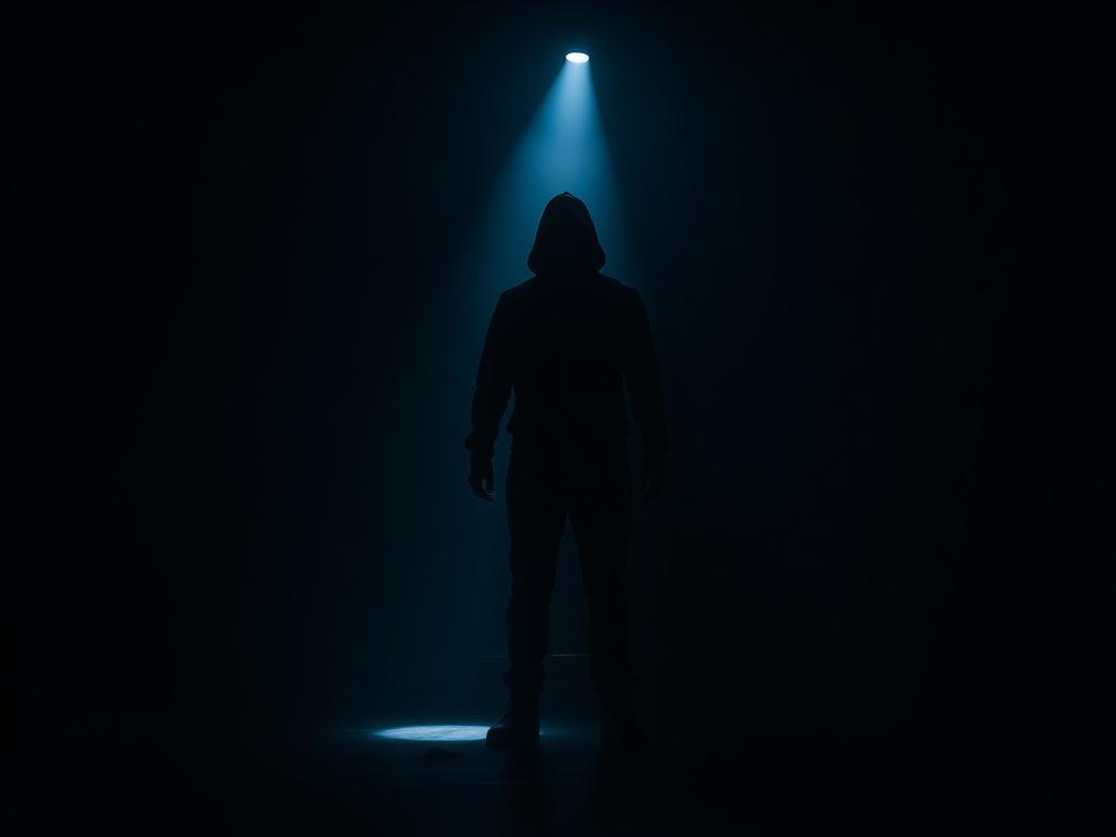 A high resolution, realistic image of a shadowy figure standing