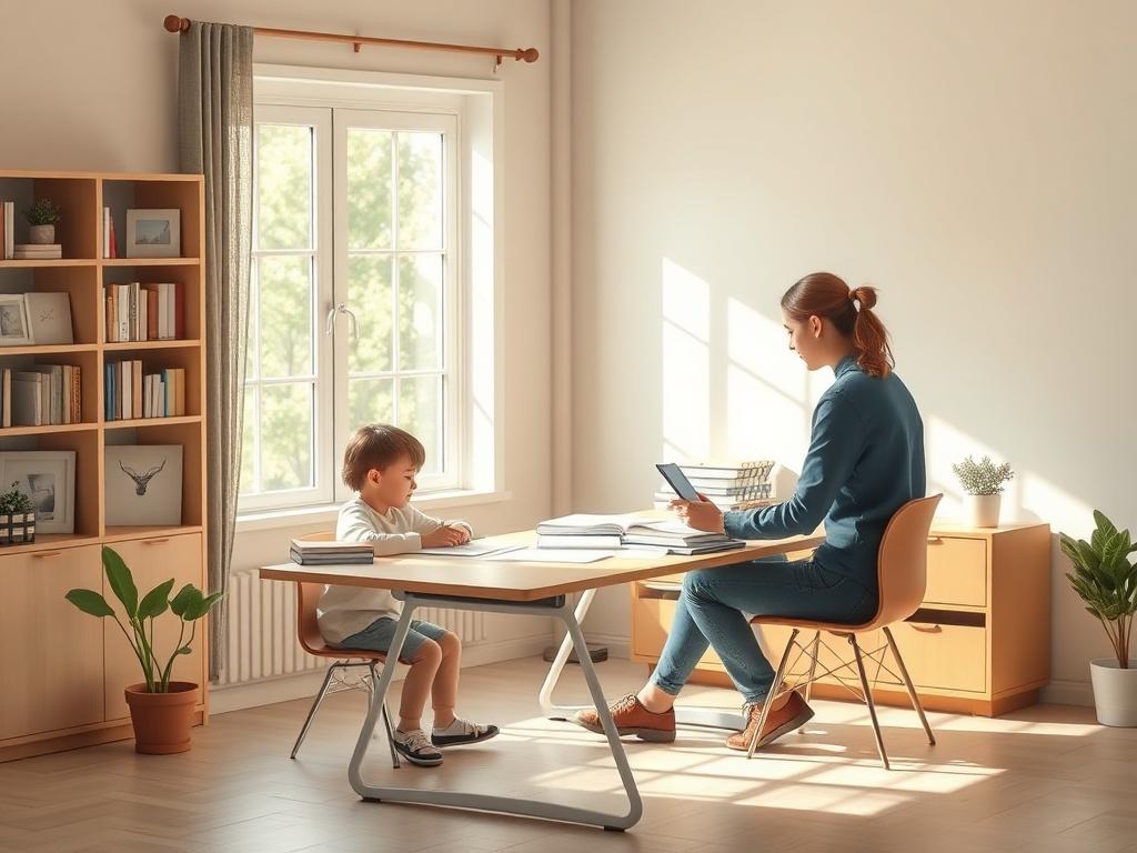 A serene and inviting study space featuring a single student