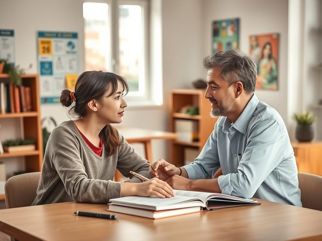 A dedicated tutor and student sitting across from each other