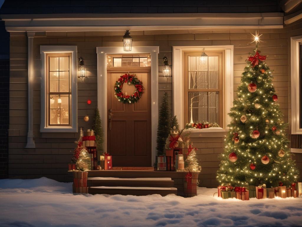 **AI Image Generation Prompt:**

Create a realistic high-resolution image that captures the essence of holiday light installation ideas for a home. The composition should focus on a charming residential house adorned with an array of classic white and multicolor holiday lights. The exterior of the house should be traditional yet inviting, showcasing a picturesque roofline highlighted with twinkling lights. 

The subject of the image should be the house itself, prominently centered to draw immediate attentio