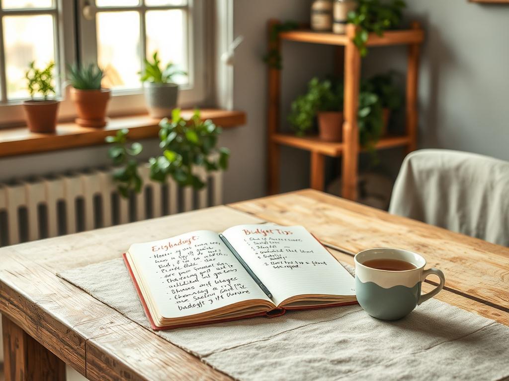 A realistic high resolution of a cozy rustic kitchen table,