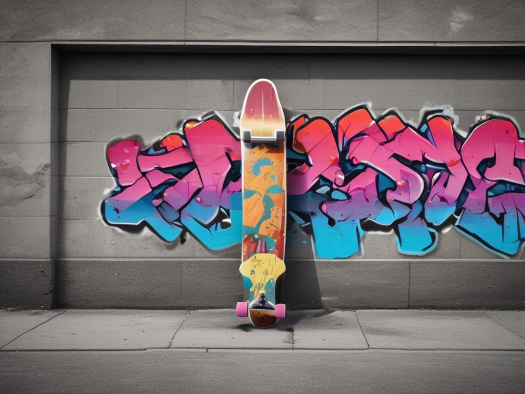 skateboard, graffiti, pin, colorful, street art