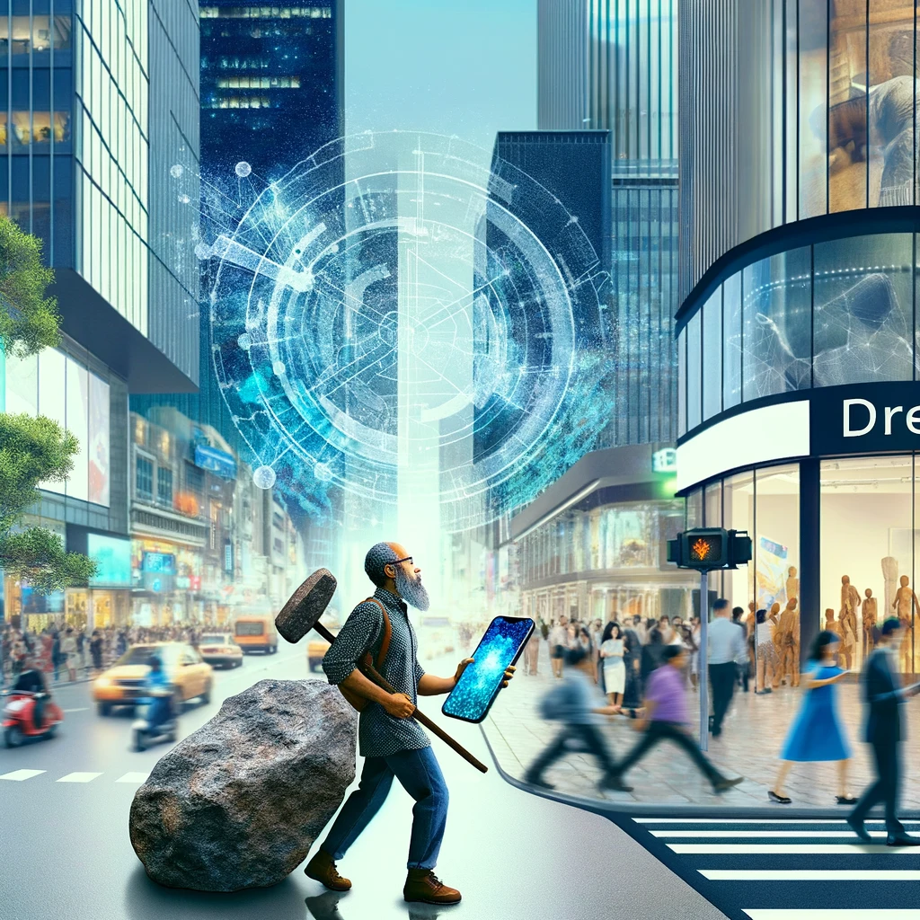 dall·e 2024-05-11 15.14.11 - create a highly realistic, photo-like illustration for a facebook post about the evolution of anxiety. the image should feature a modern human in a sl.webp