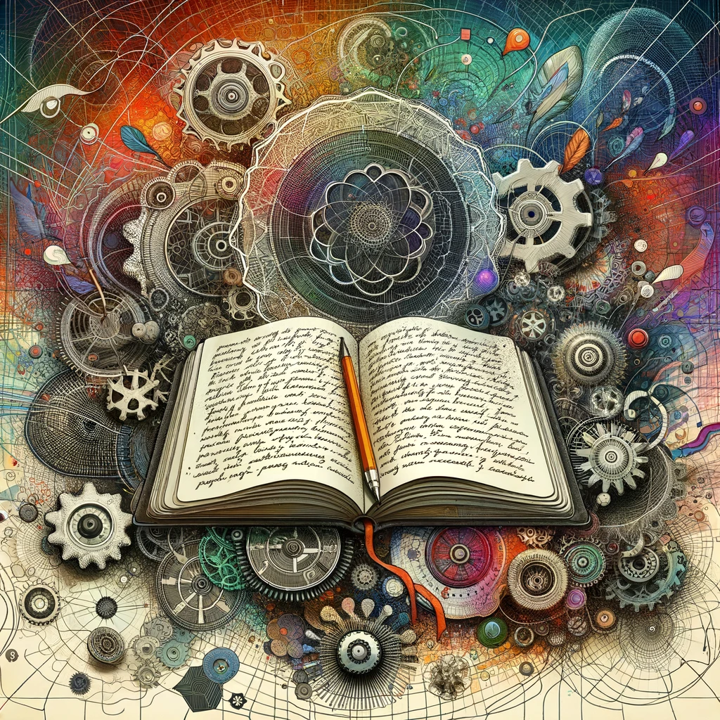dall·e 2024-05-02 11.58.15 - create an image that captures the essence of the provided text on journaling. the image should include an open journal at the center, with handwritten.webp