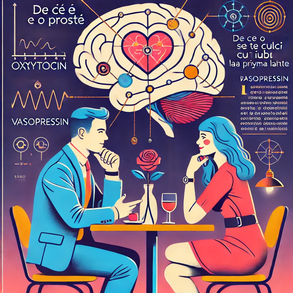 dall·e 2024-07-18 09.29.52 - an illustration of a modern dating scenario with a focus on neuroscience. in the background, a brain with highlighted areas representing neurotransmit.webp
