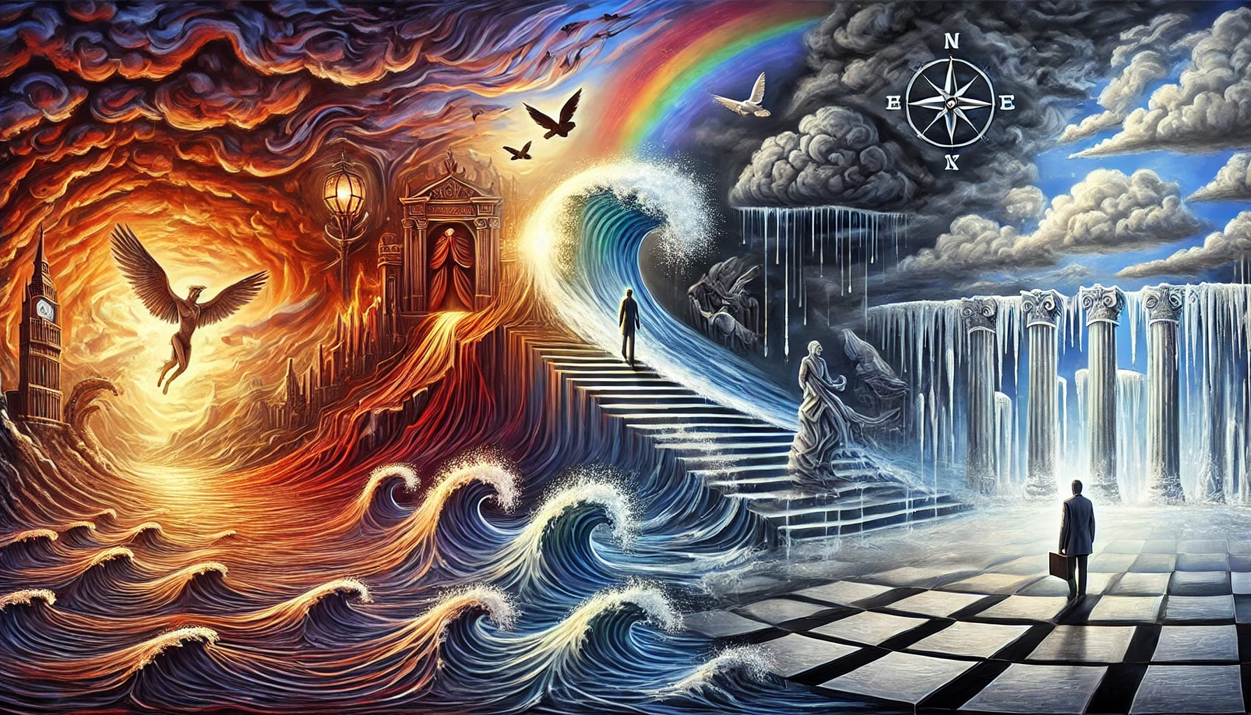 dall·e 2024-10-17 05.36.53 - an evolving landscape representing the emotional spectrum of cluster b personality disorders, transitioning from chaos to cold pragmatism. on the left.webp