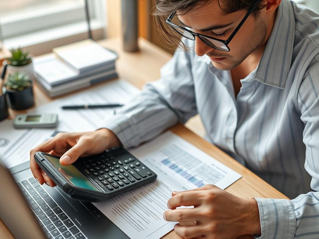 A close up shot of a person analyzing their finances