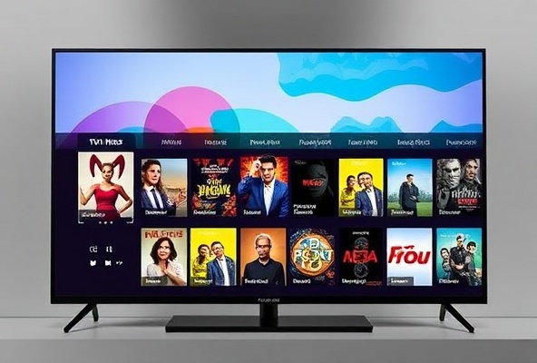 TV Mockup com grade de canais brasileiros