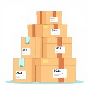 Stacked parcels and delivery boxes