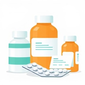 Medicine bottles and pharmacy items