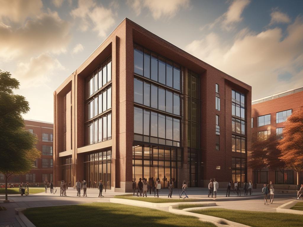 An inspiring high resolution of a university building with banners