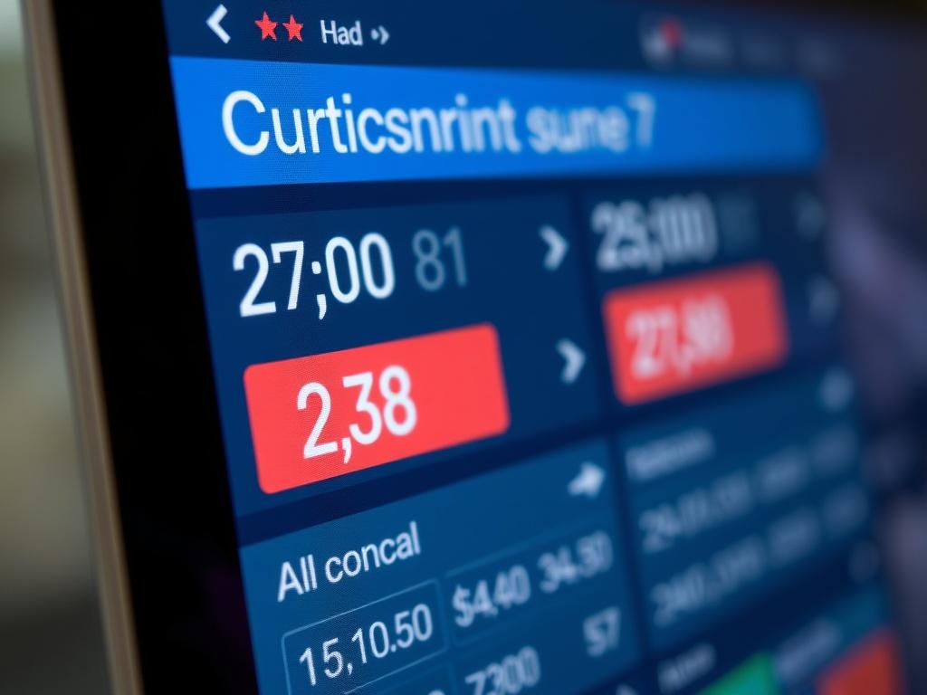 A realistic high-resolution close-up shot of a modern web application interface displaying currency and unit conversions. The background is softly blurred to emphasize the interface, which features vibrant colors and clear, user-friendly elements. The overall composition should be clean and attractive, showcasing the simplicity and efficiency of the converter tool, shot with a 45mm f/1.2 lens.