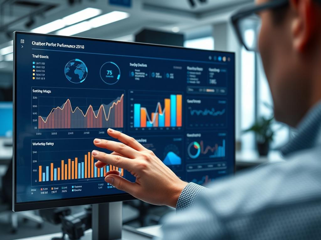 A close up shot of a person analyzing chatbot performance