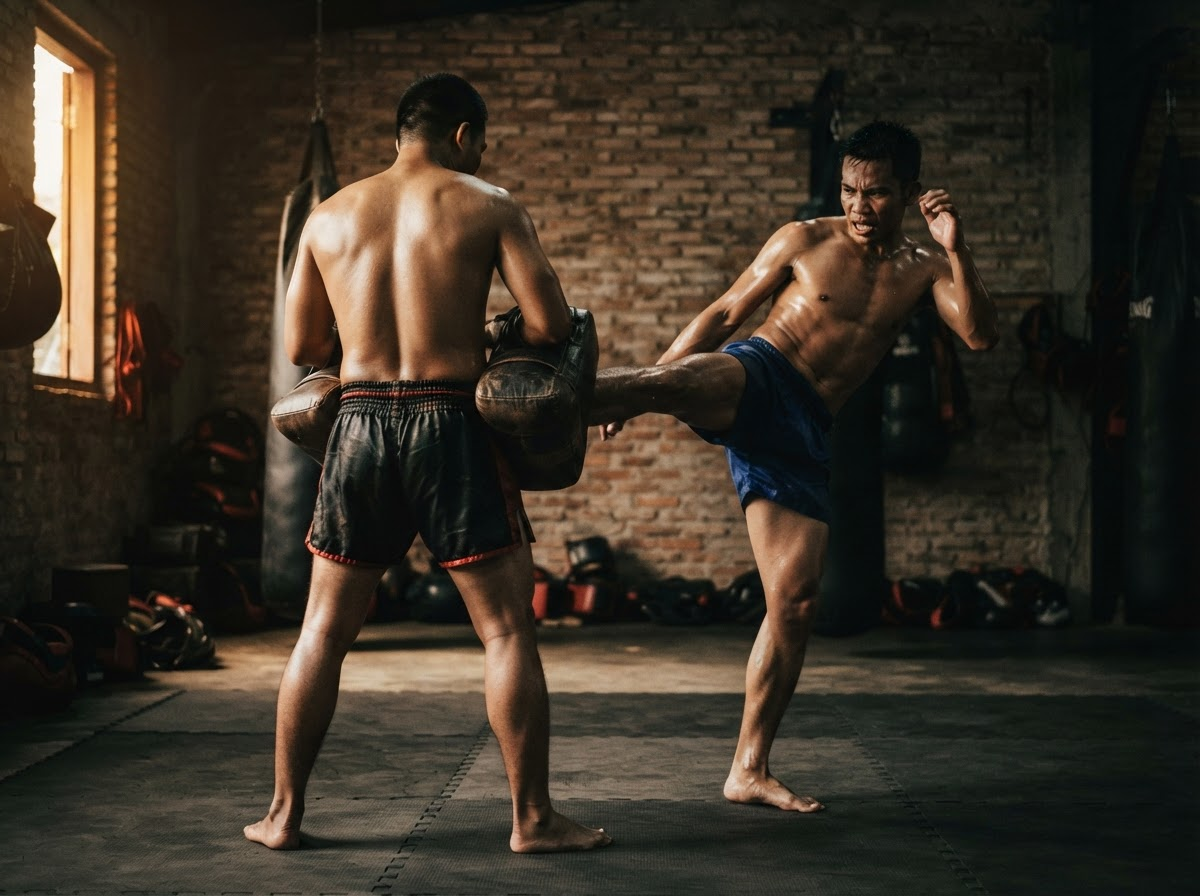 Muay Thai pad work training