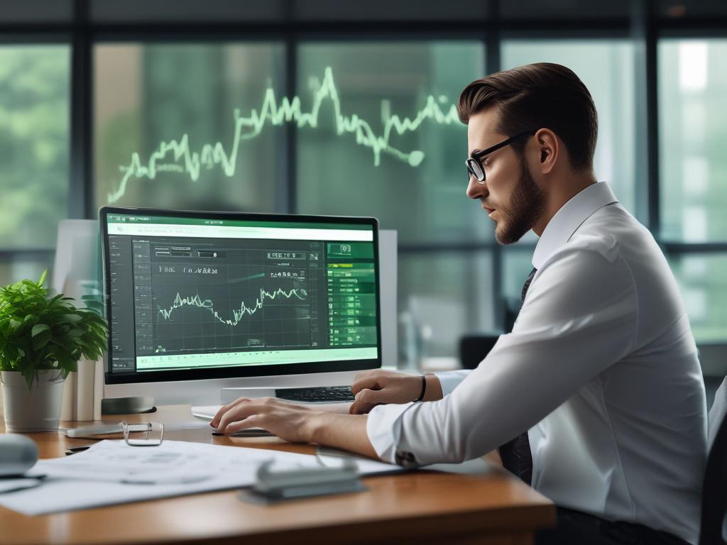 A close up shot of a confident investor analyzing financial