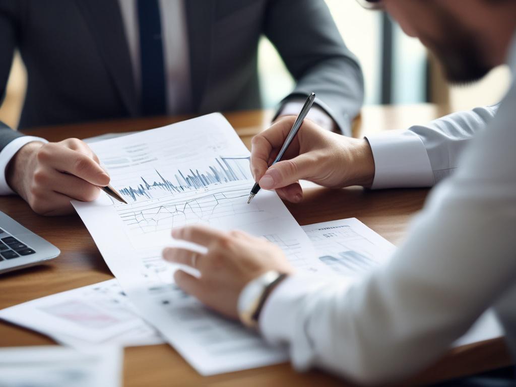 A close up shot of a financial consultant discussing investment