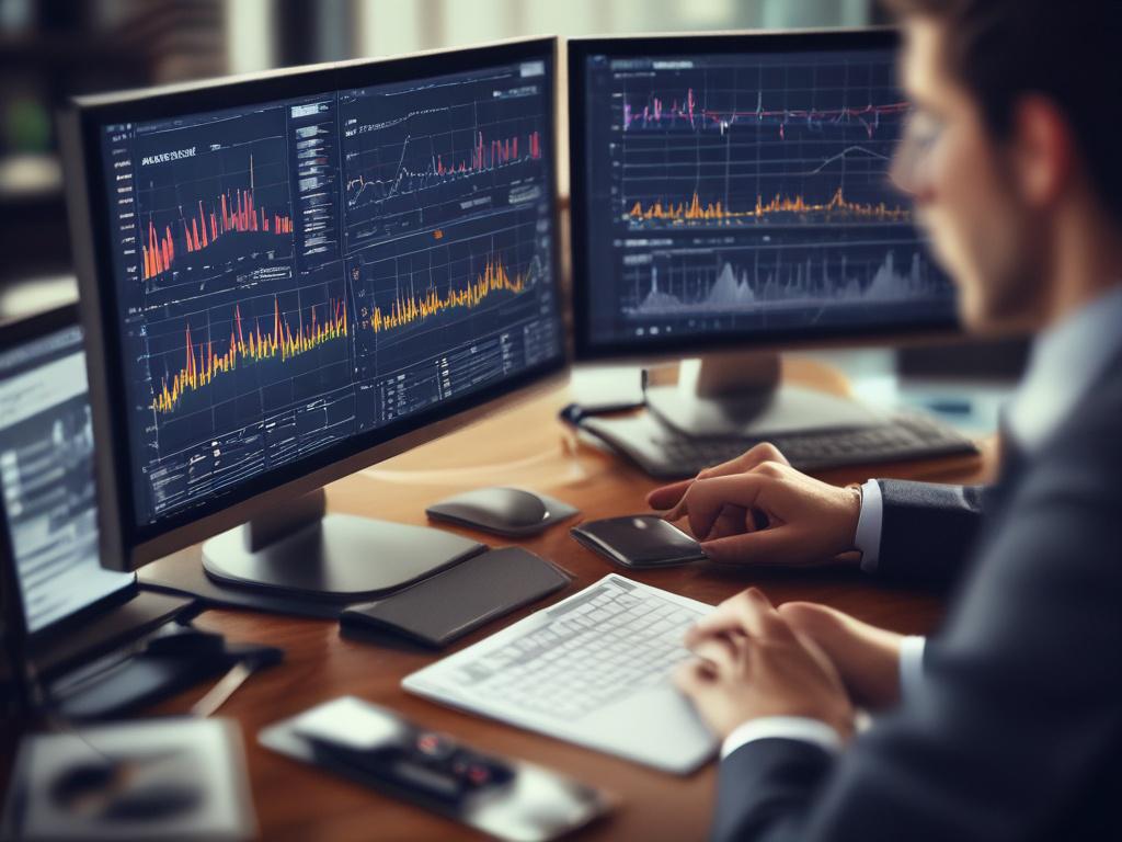 A close up shot of a financial analyst working on