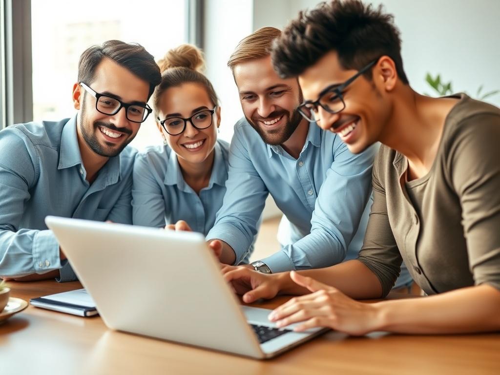 A high resolution close up shot of a diverse team