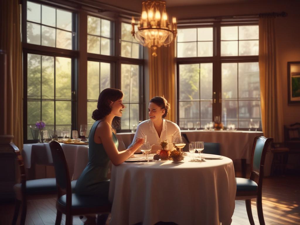 An inviting scene of a couple enjoying a romantic dinner