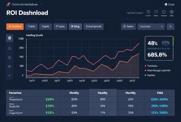 ROI chart showing marketing spend vs revenue growth with 4.8x return on investment