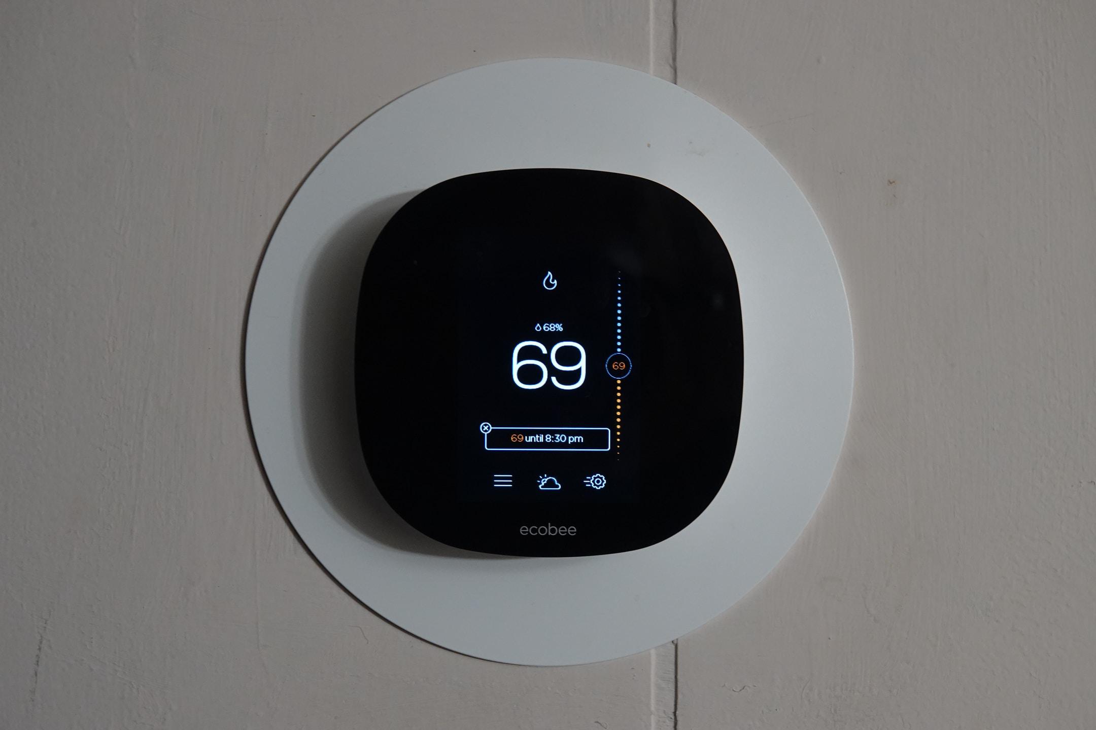 A digital thermostat.