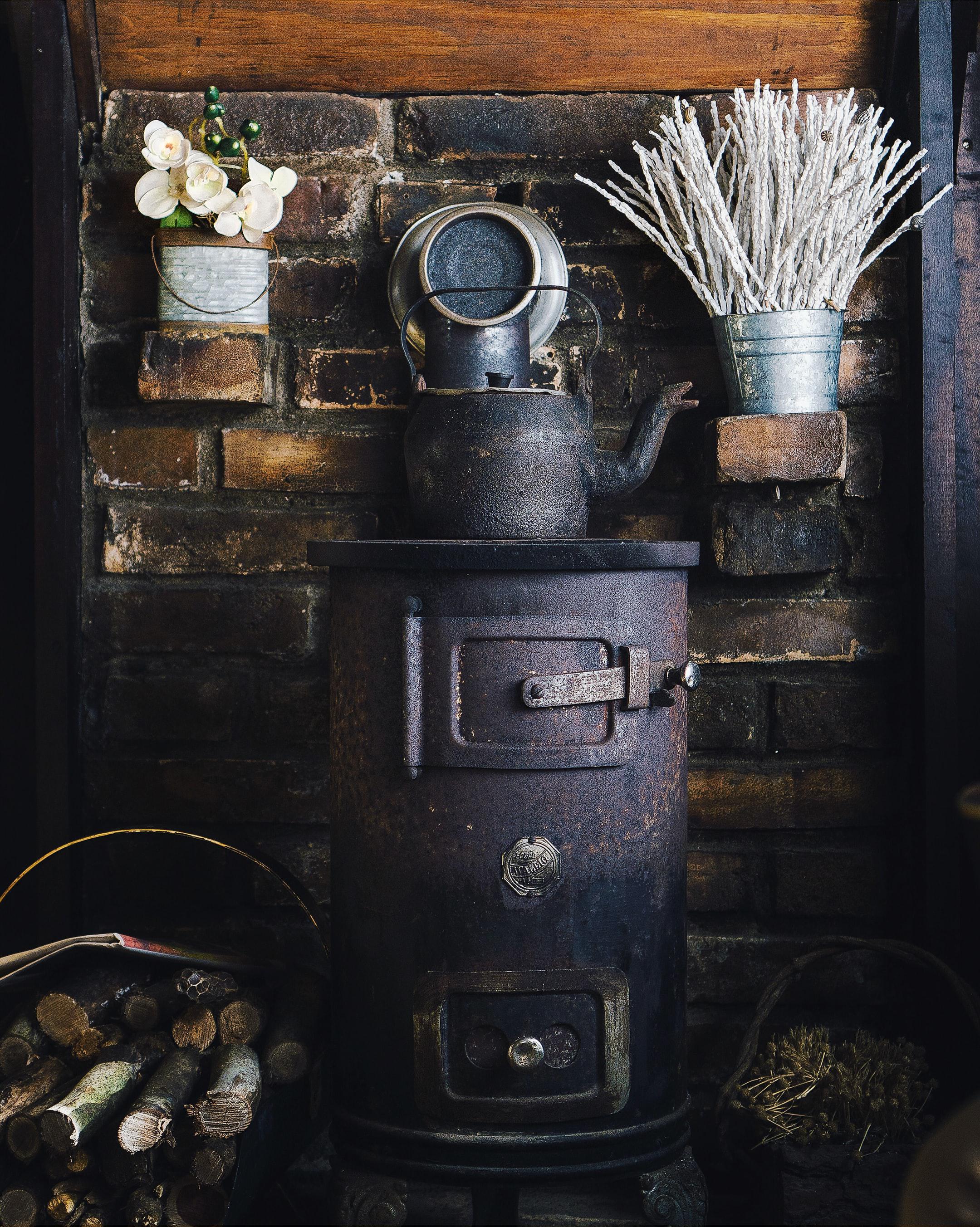 A boiler in a basement.