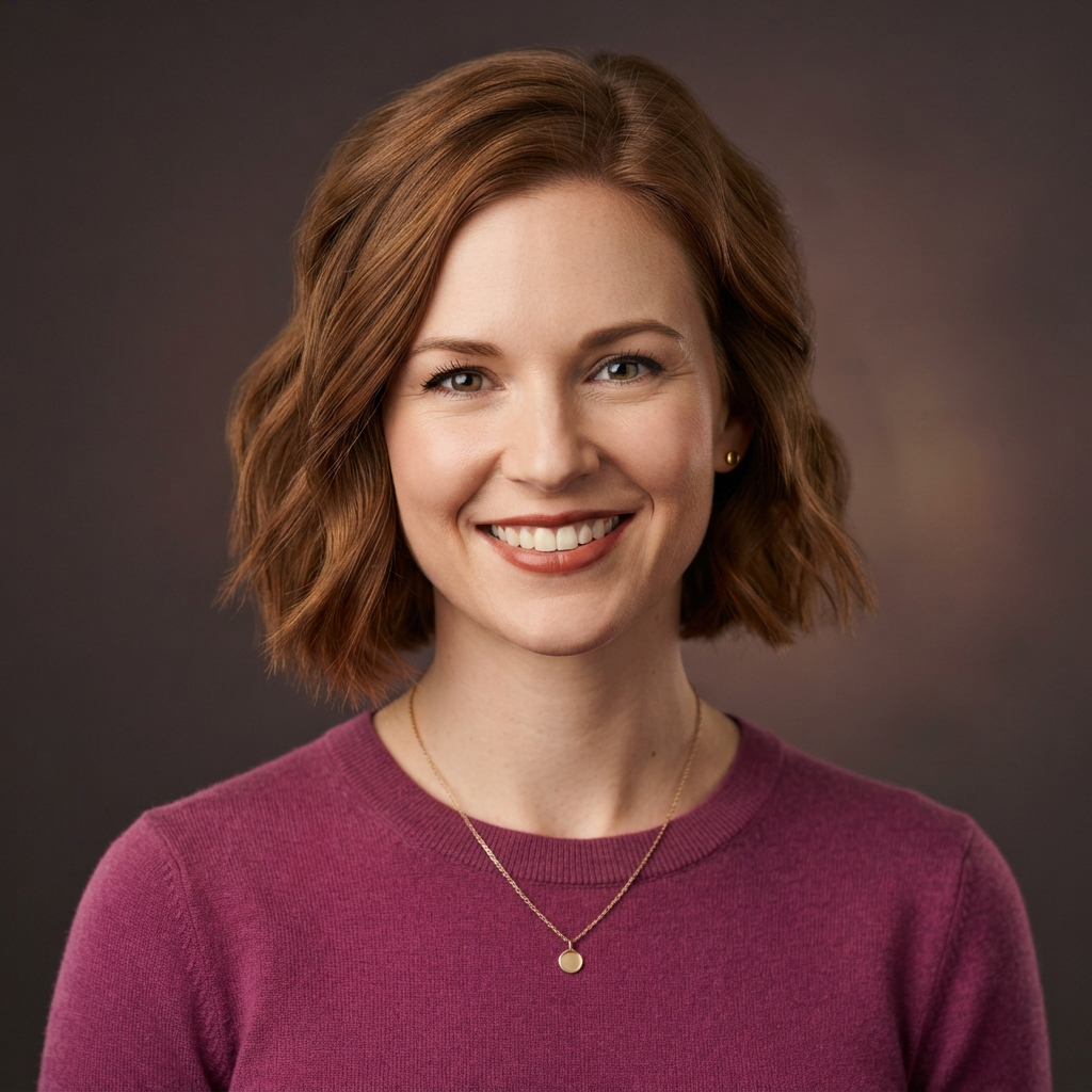 Professional head-and-shoulders portrait of Charlotte Baines, Principal Product Designer at Meridian Ledgerworks