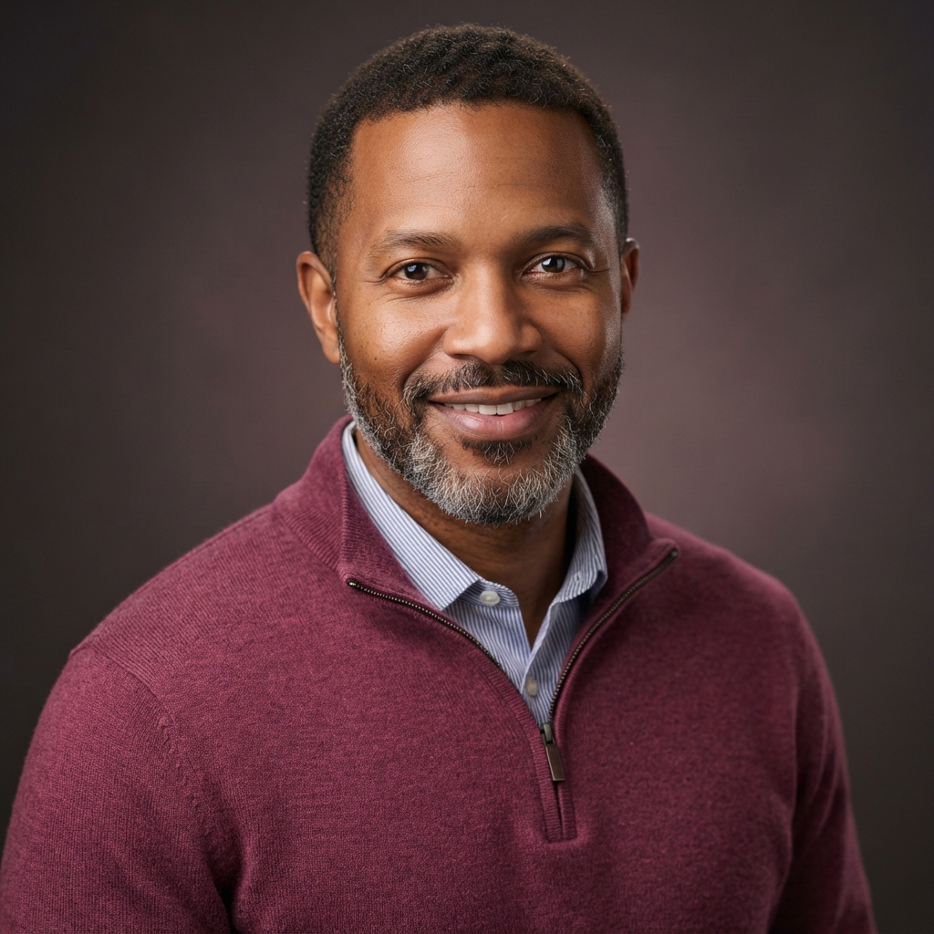 Professional head-and-shoulders portrait of Marcus Hale, VP of Product Engineering at Meridian Ledgerworks