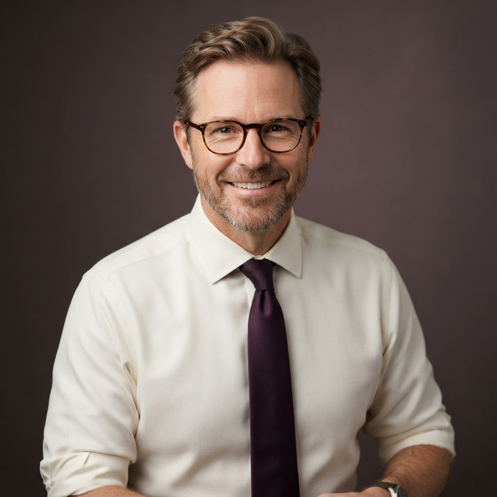 Professional head-and-shoulders portrait of Daniel Rowe, Head of Delivery Operations at Meridian Ledgerworks
