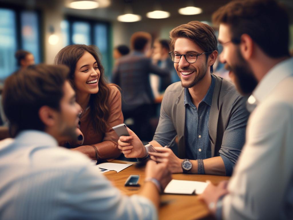 A vibrant networking event scene with diverse individuals engaging in
