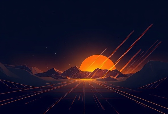 Abstract tech illustration with forward-looking landscape