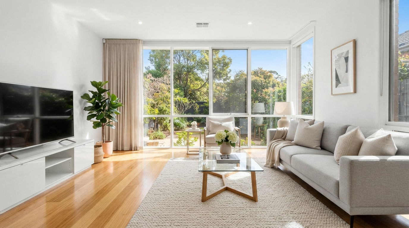 Clean, bright living room