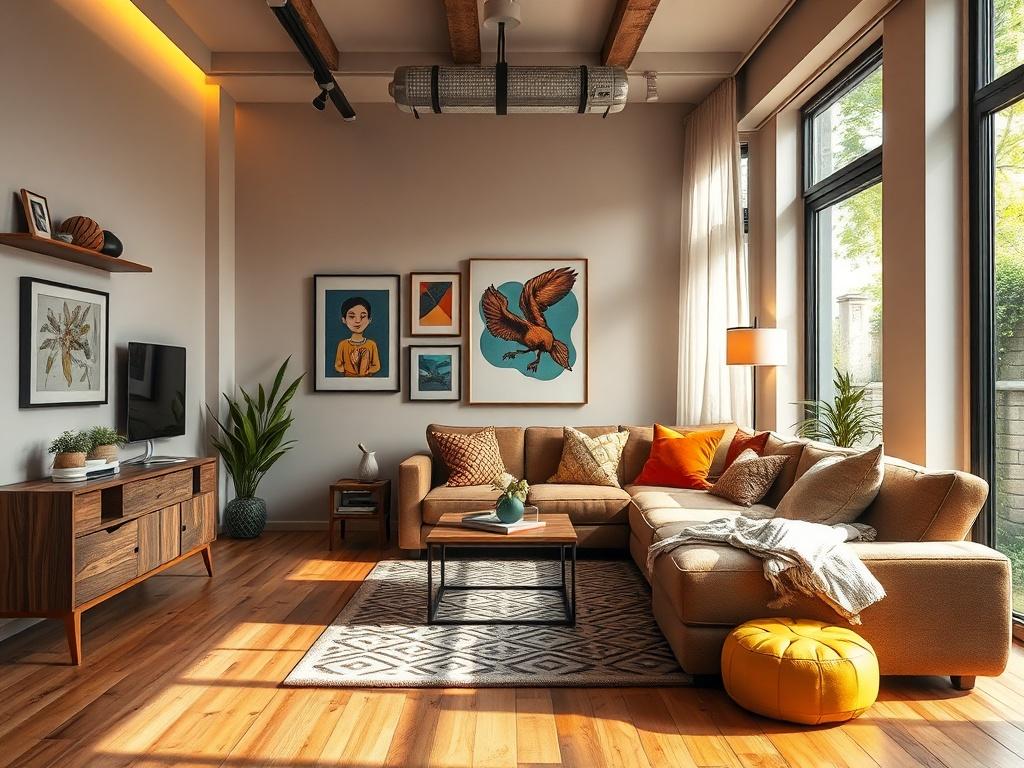 A realistic high resolution showcasing a modern apartment interior with